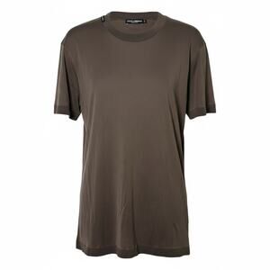 Dolce & Gabbana Silk Jersey Crew T-shirt Coffee Brown IT 50 Large Short Sleeve